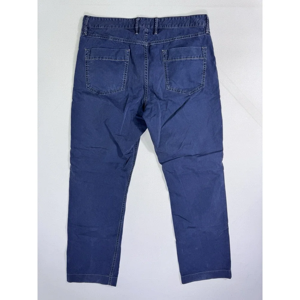Robert Graham Mens 34x30 Blue Chino Pants Classic Yates Cotton Canvas Straight